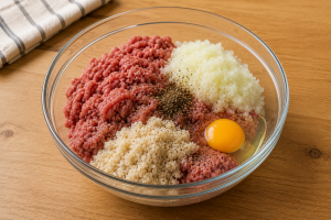 Remojando pan rallado en leche para preparar albóndigas suecas.
